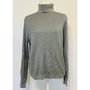 Barry Bricken Woman Size XL Silk Cable Knit Sweater Closet Staple Minimalist